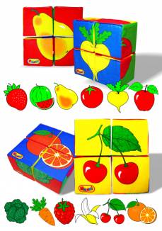Кубики "Собери картинку" (Овощи, фрукты) ФОКС Мякиши