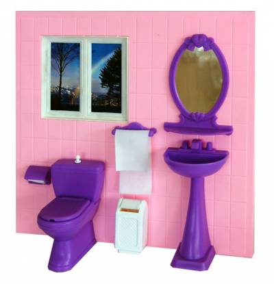Туалетная комната (нов. упак.) Конфети Огонек Дома, наборы мебели для кукол